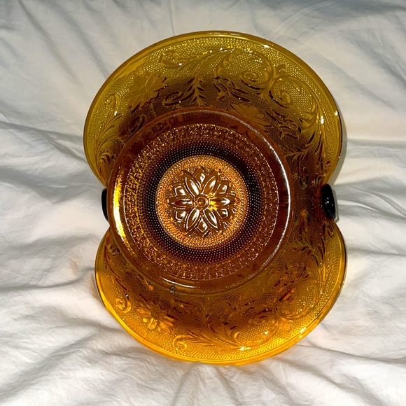 Vintage “MR” Indiana Sandwich Glass Amber Basket 11” Tiara Large - Picture 5 of 6